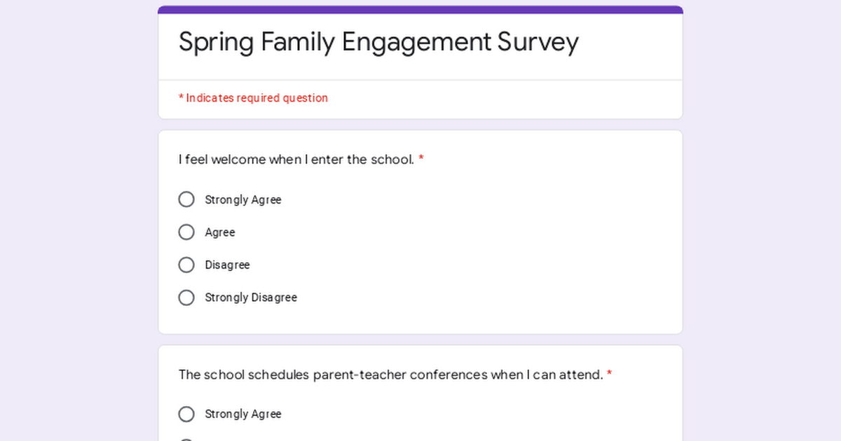 Spring Family Engagement Survey