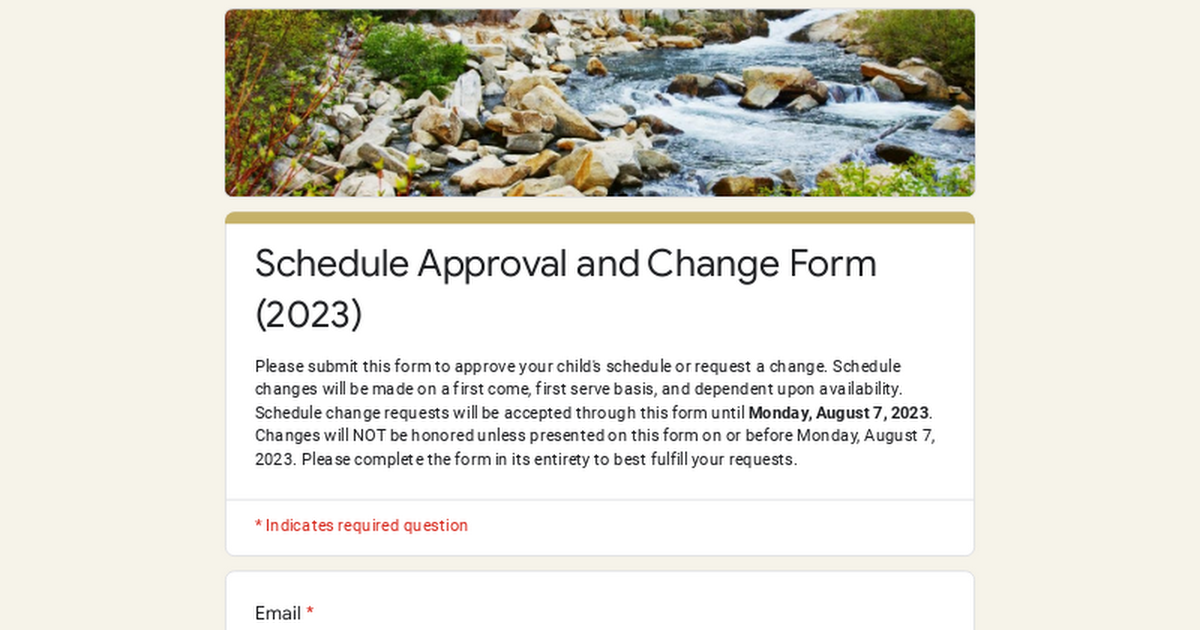 Schedule Approval and Change Form (2023)