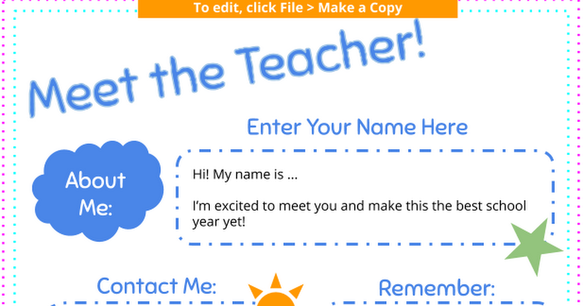 Meet the Teacher Template with Seesaw Welcome Note