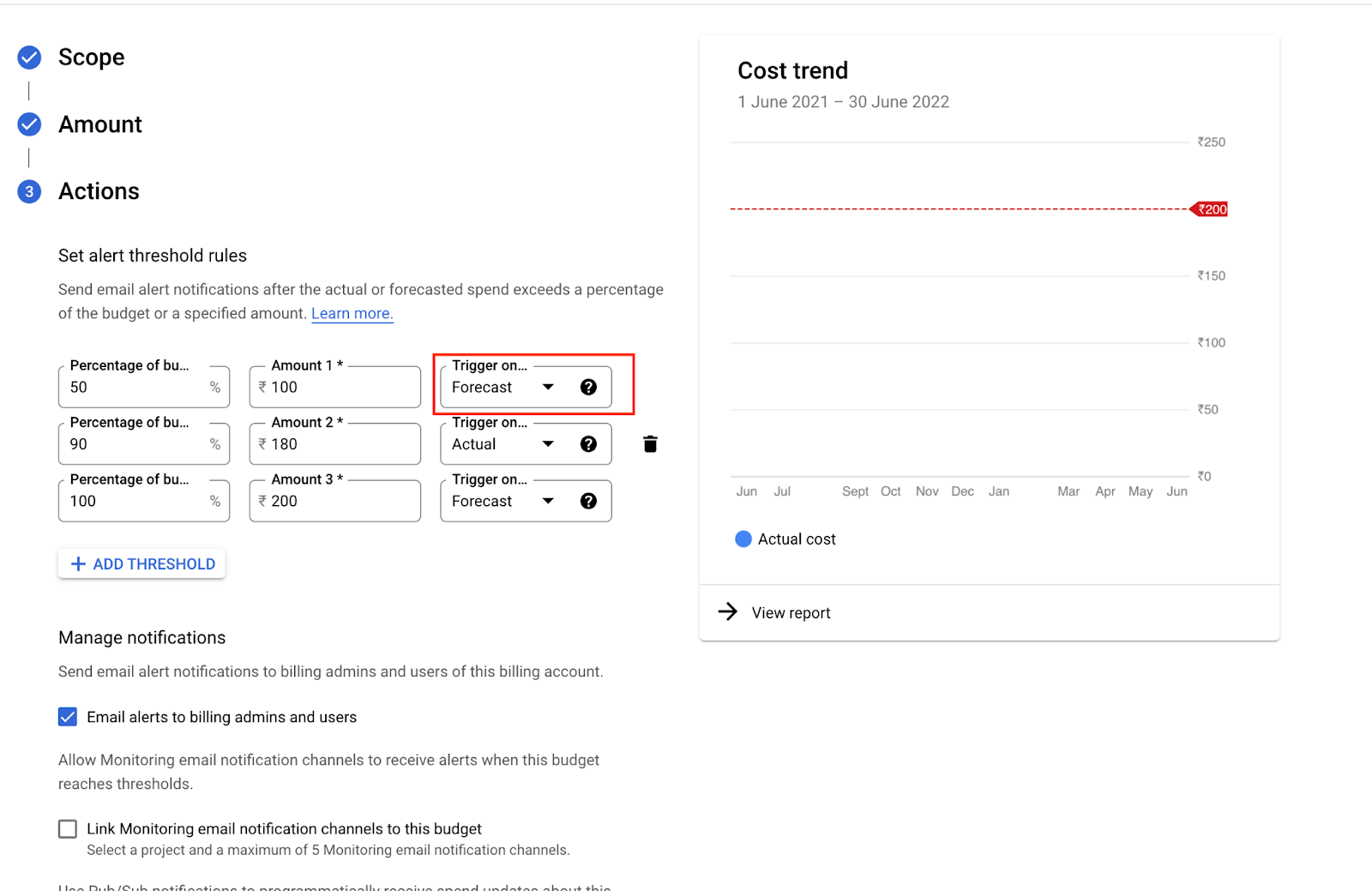 Figure 1: Locate the Billing controls on the GCP