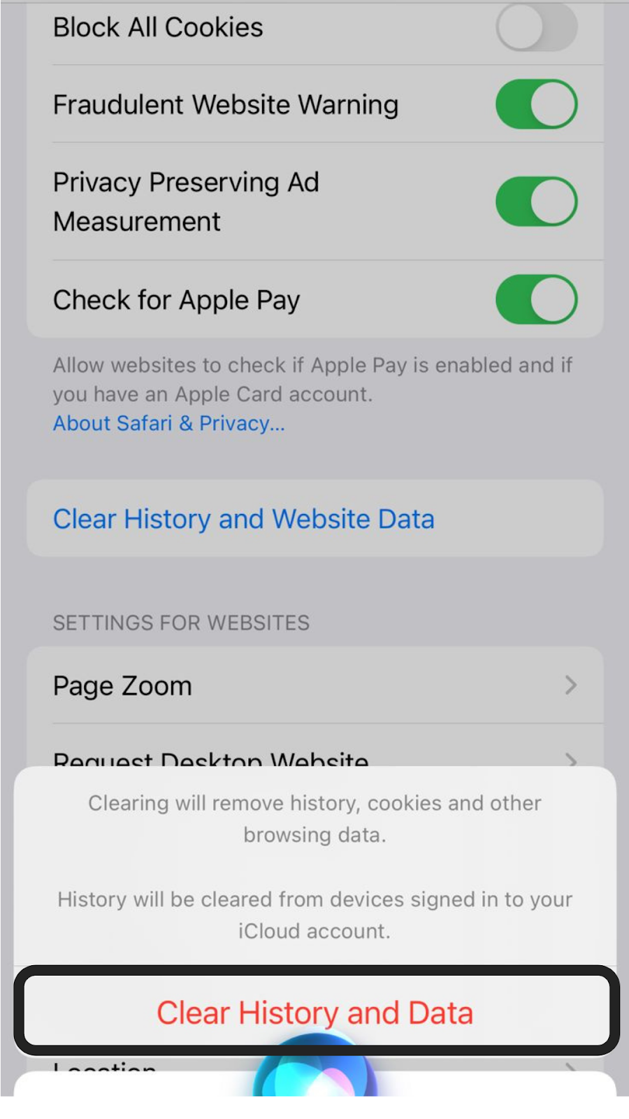 how to clear cache on safari