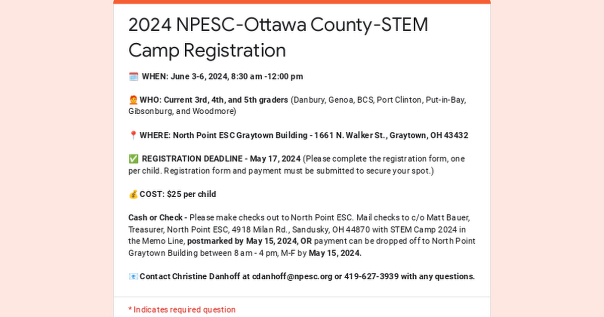 2024 NPESC-Ottawa County-STEM Camp Registration