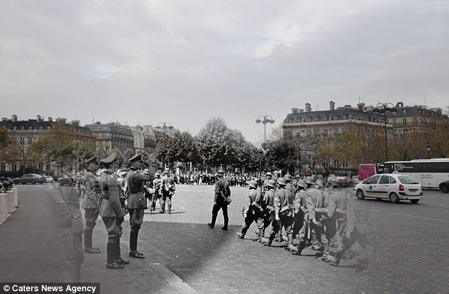 This incredible series of photographs show how Paris would look if soldiers from World War II returned to the streets