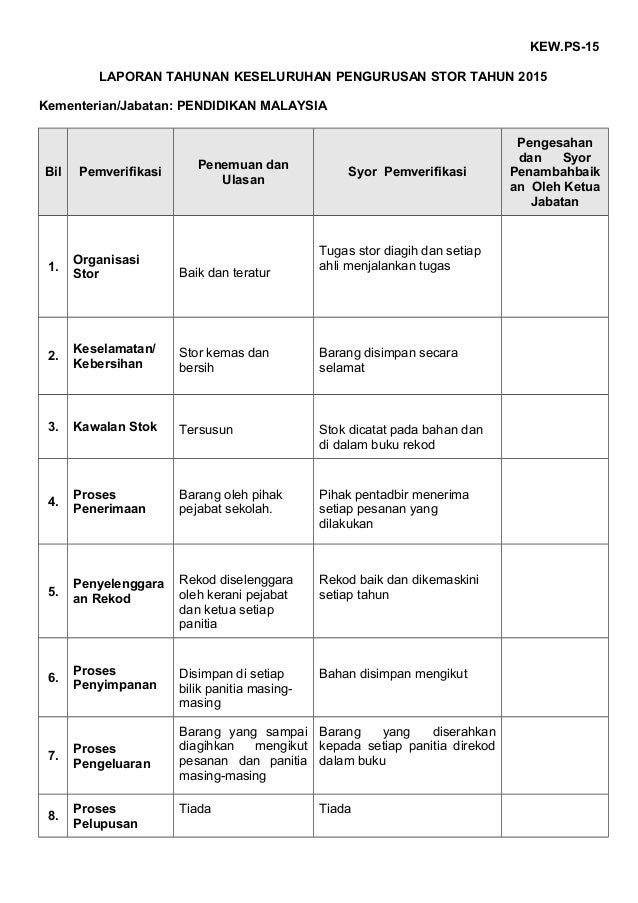 Contoh Laporan Verifikasi Stok Contoh Mi