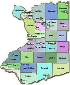 County towns and villages map