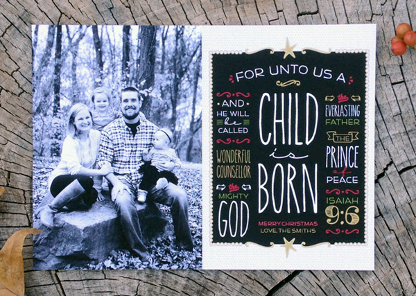 for unto us a child is born - photo christmas card