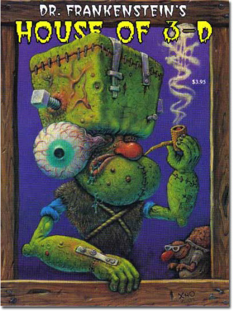 That's not the Frankenstein monster, that's a loaf of moldy Wonder Bread! Or, perhaps, zombie Popeye. (Dr. Frankenstein's House of 3-D)