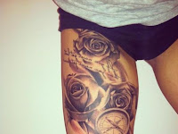 Womens Rose Thigh Tattoo
