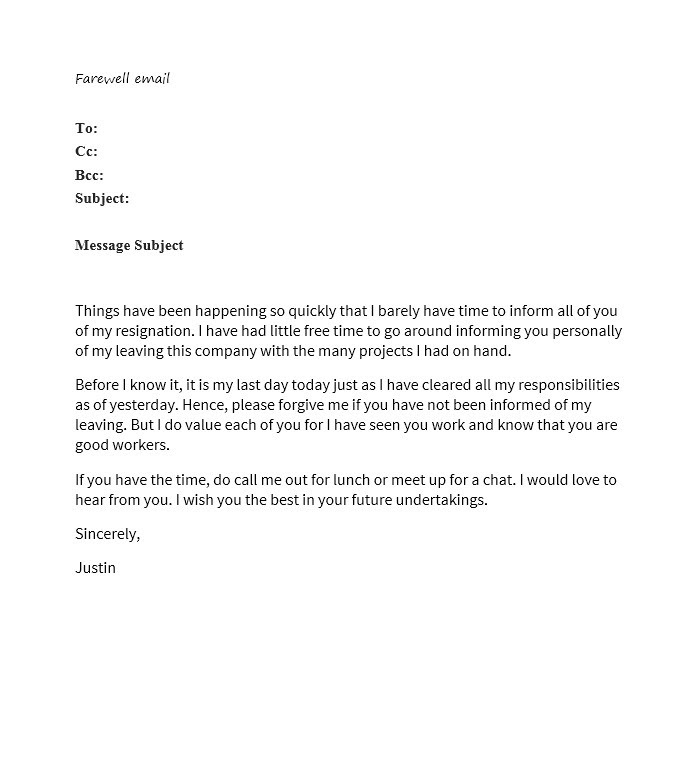  Email Template For Last Working Day Template Walls