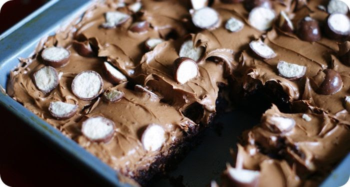 whoppers brownies made with a doctored-up brownie mix and fluffy homemade frosting! | bakeat350.net