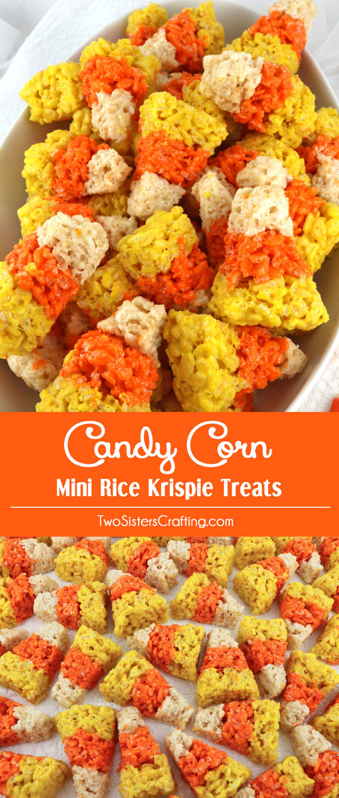 Candy Corn Mini Rice Krispie Treats - Two Sisters
