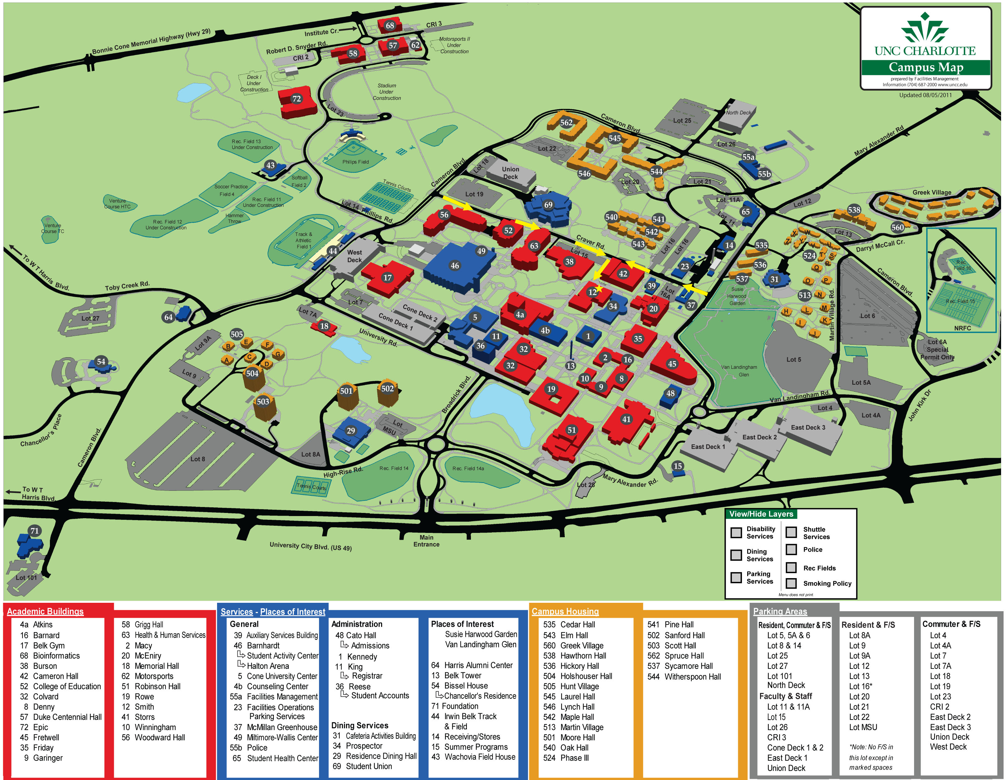 map-of-uncc-campus-tourist-map-of-english