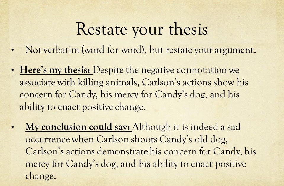 do you restate your thesis exactly in the conclusion