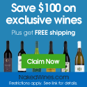 Receive $100 Off a $160 Order of 6 or More 750ml Bottles of Wine. First Time Customers Only.