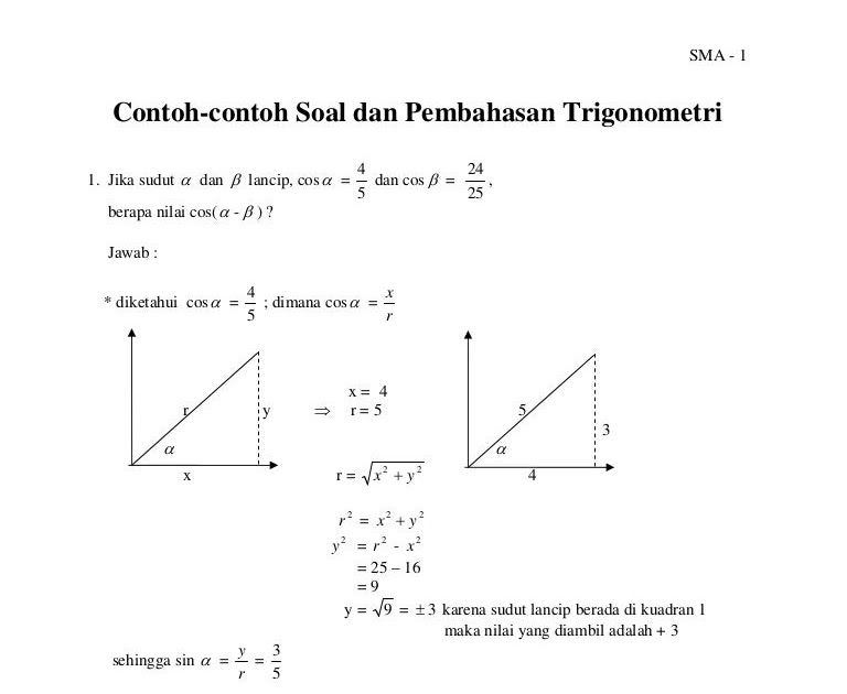 Contoh Soal Trigonometri Kelas 10 Dan Pembahasannya Pdf Cara Golden
