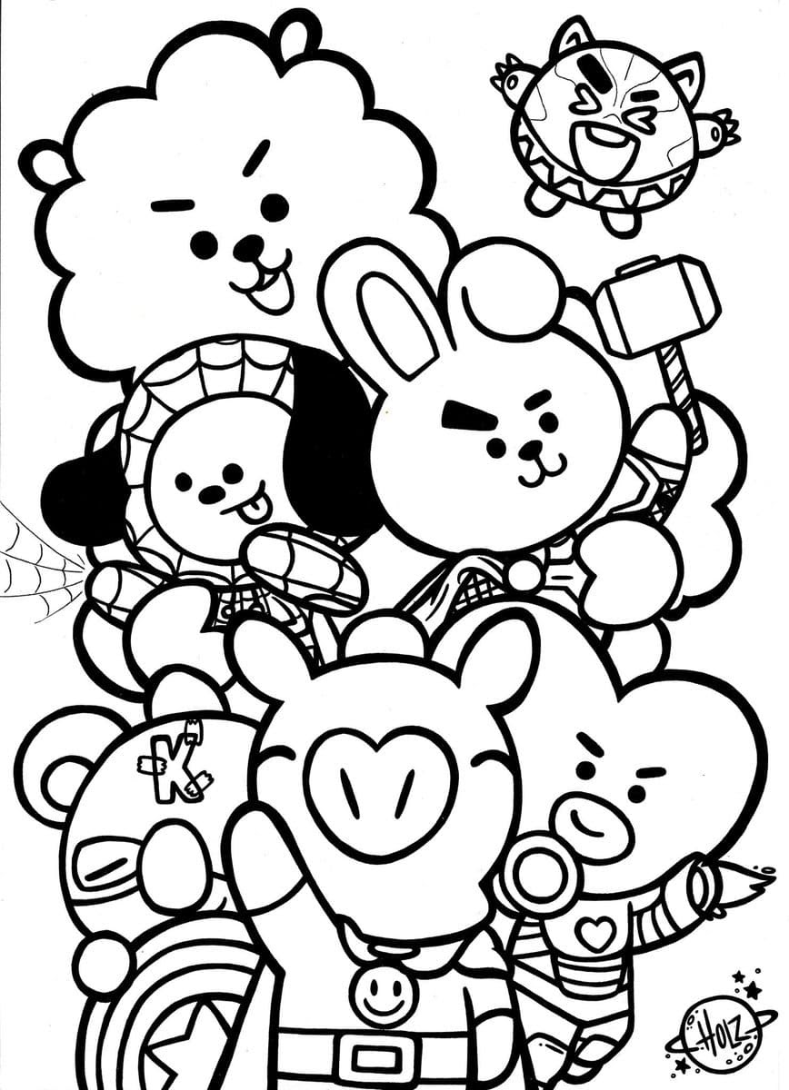 Bt21 Coloring Pages To Print - 191+ SVG File for Cricut