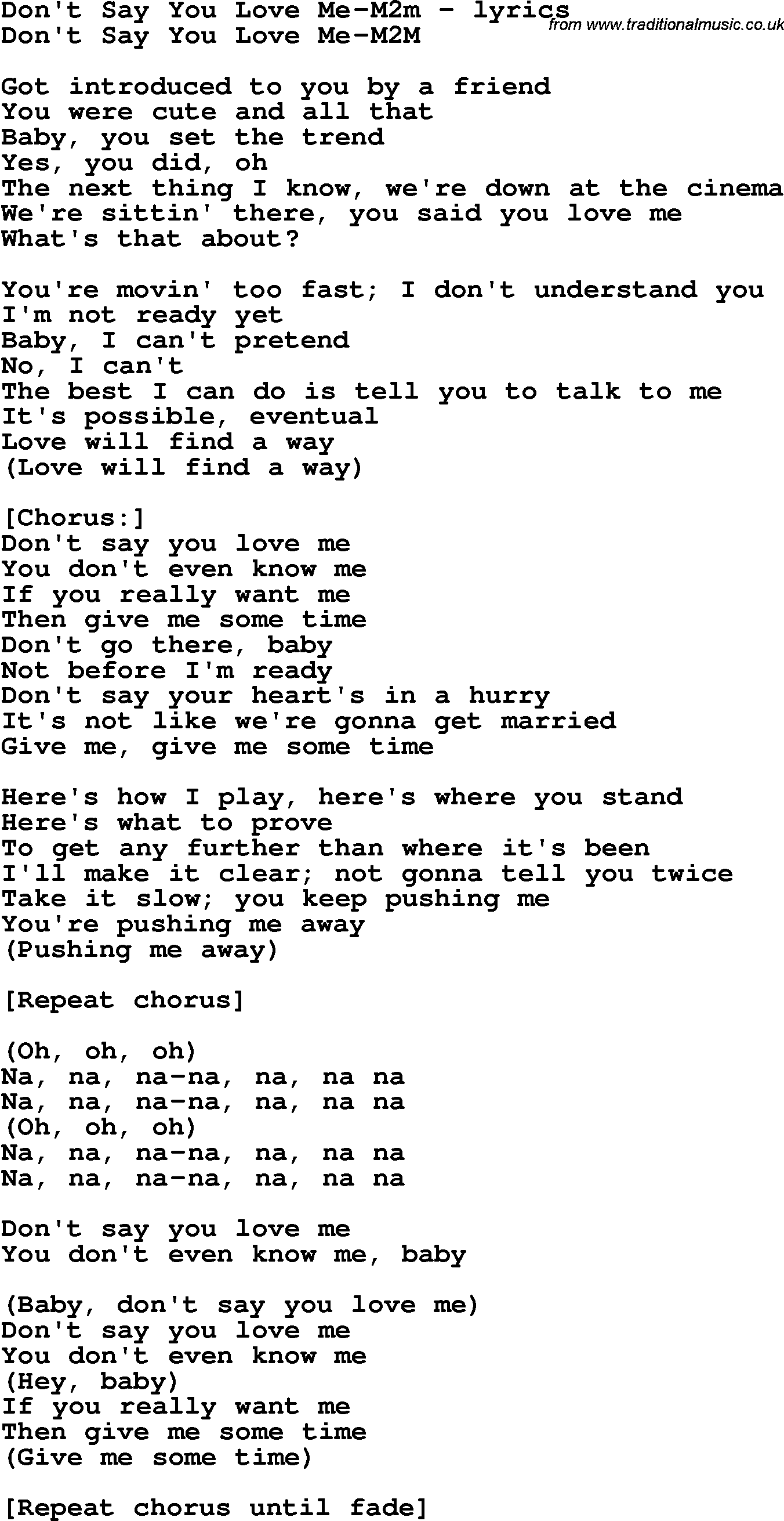 Baby Baby Say That You Love Me Lyrics Baby Viewer