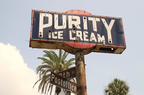 sun on purity ice cream sign