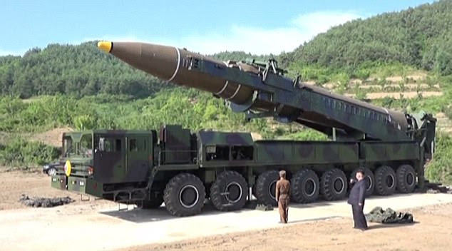 The US military this year began deploying THAAD to South Korea, a move that infuriated China. Pictured: North Korea's intercontinental ballistic missile before it was launched