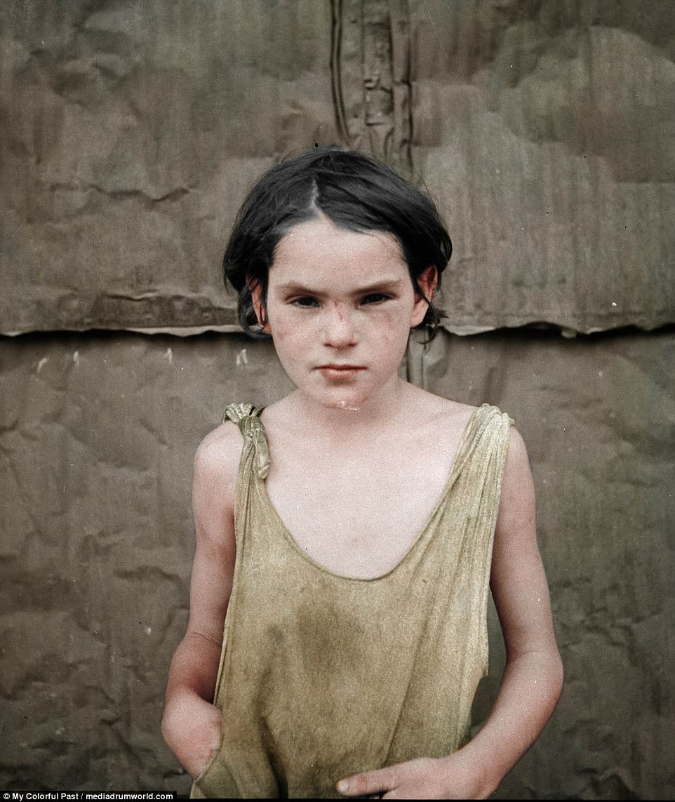 This child, wearing a ragged top slung over her shoulders, was pictured in an Oklahoma City shantytown in 1936. The Dust Bowl, also known as the Dirty Thirties, was a period of severe dust storms that greatly damaged the ecology and agriculture of the American and Canadian prairies during the 1930s