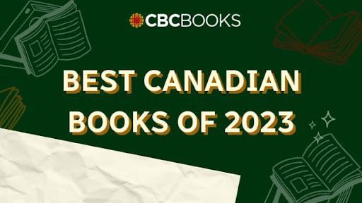 CBC BOOKS BEST CANADIAN BOOKS OF 2023 green illustrated graphic with outlines of books