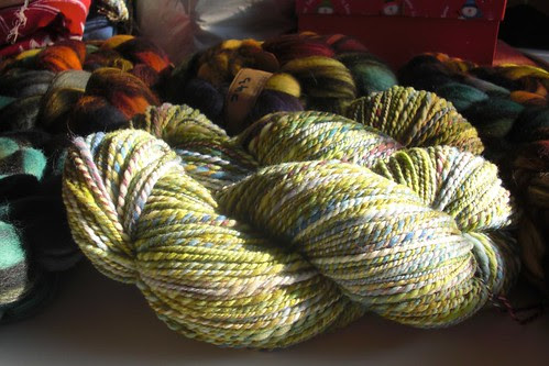 2 skeins Rambouillet yarn, total ~ 466yds, 8-10 WPI, 2-ply-6