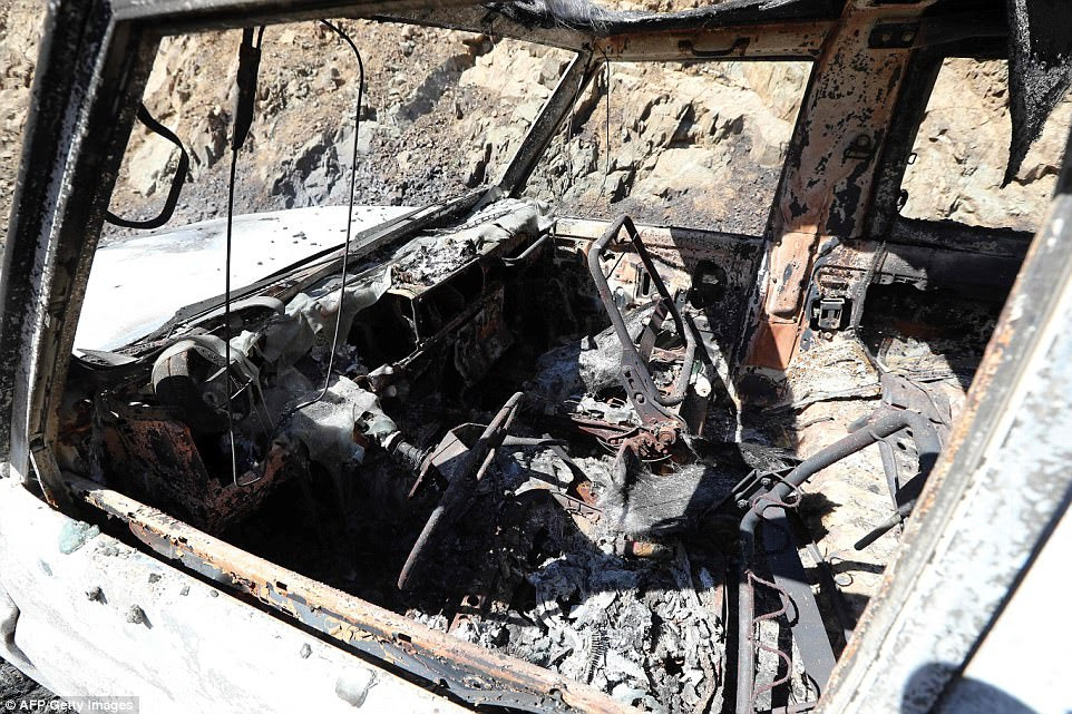 Pictures show the interior of a vehicle that was destroyed when fire ripped through a forest in Ramatuelle, near Saint-Tropez