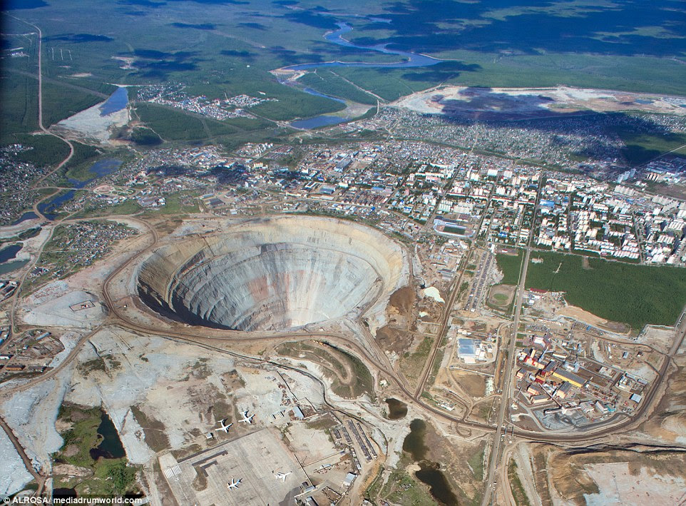 Dubbed 'Diamond City' it is so huge it creates a vortex potentially strong enough to suck helicopters into its depths