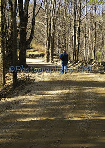 walking down a country road in the spring
