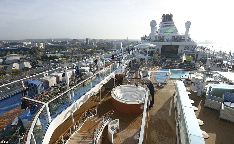 A view of the top deck of the Quantum of the Seas, the newest ship in the Royal Caribbean fleet