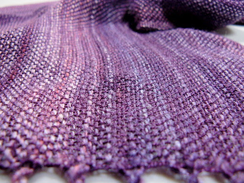 Handwoven Handspun Amethyst Silk Scarf