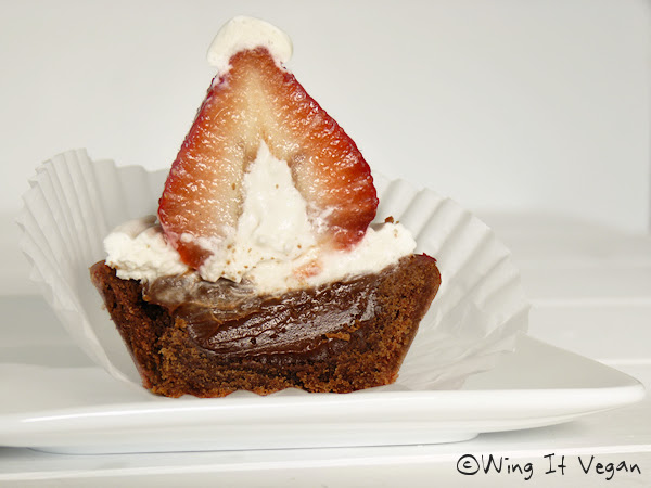Strawberry Santa Hats on Chocolate Tarts