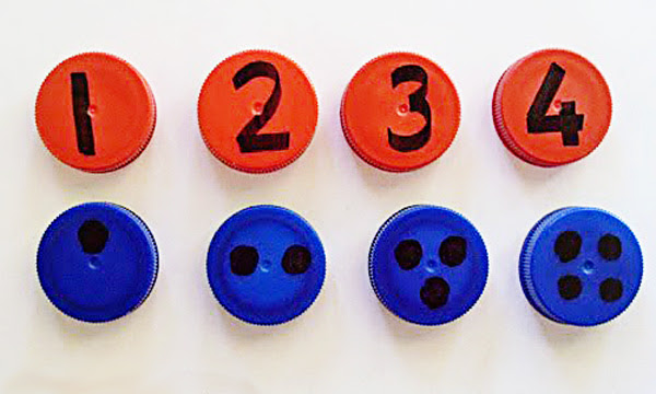 9 Fun Maths Games with Lids. Perfect for toddlers and preschoolers.