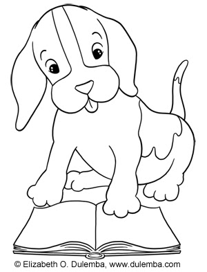 Coloring Page Tuesday - Reading Puppy