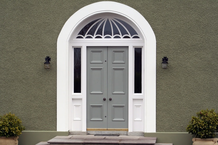 Farrow and Blue Gray front door on Modern Country Style