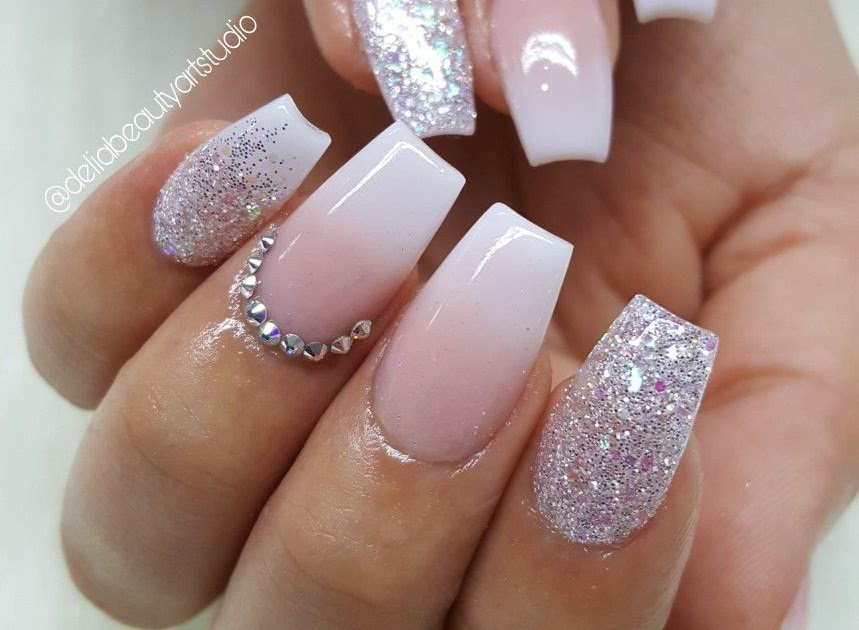 Coffin Glitter Fade Acrylic Nails Nail And Manicure Trends