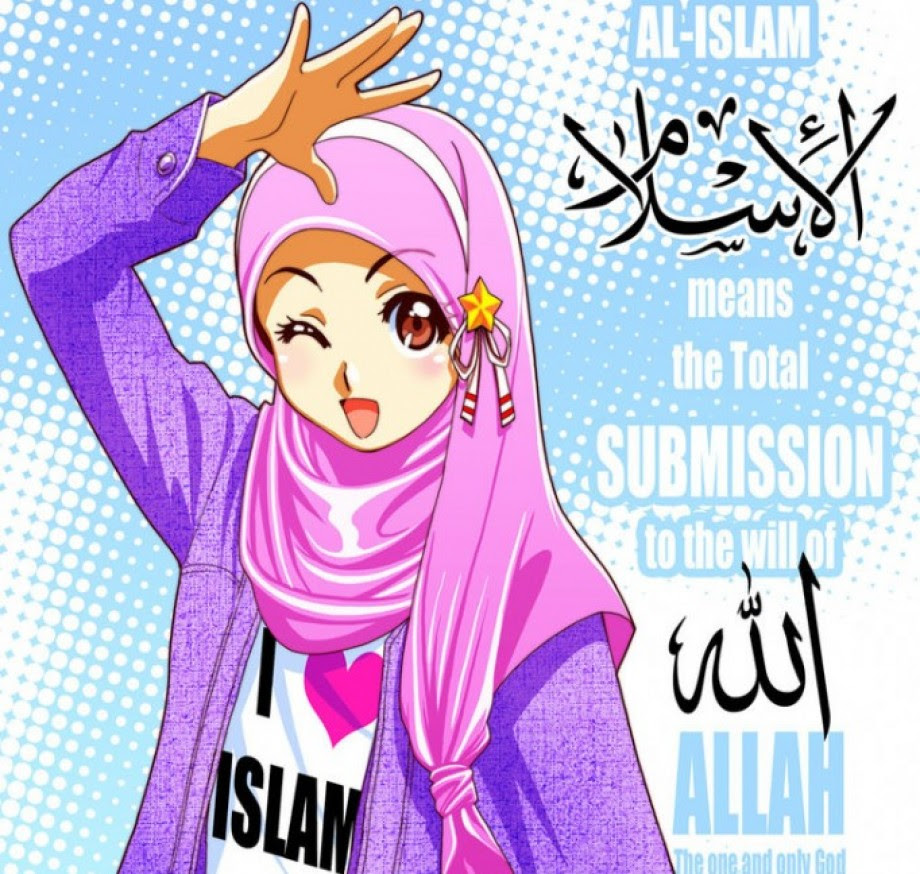 Gambar Kartun Lucu Wanita Muslimah Bergerak Update Status