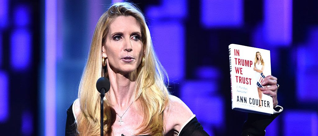 LOS ANGELES, CA - AUGUST 27: Political commentator/author Ann Coulter speaks onstage at The Comedy Central Roast of Rob Lowe at Sony Studios on August 27, 2016 in Los Angeles, California. The Comedy Central Roast of Rob Lowe will premiere on September 5, 2016 at 10:00 p.m. ET/PT. (Photo by Alberto E. Rodriguez/Getty Images)