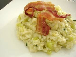 Baked zucchini and bacon risotto