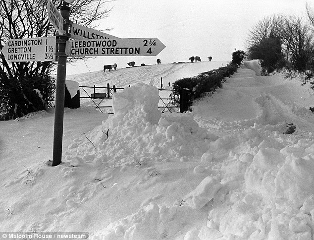 Freezing: A striking picture of country lanes near Cardington, Shropshire photographed on January 10, 1982 depicting England's lowest temperature ever seen