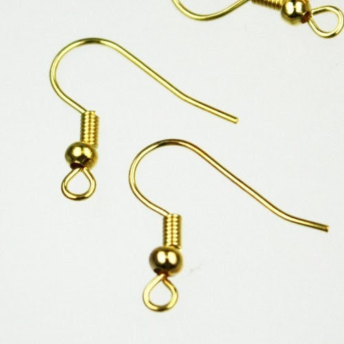 100 pcs of Gold Plated fish Hook with spring and ball Earwire -19X17mm - gemplus24 100 pcs of Gold Plated fish Hook with spring and ball Earwire -19X17mm - gemplus24