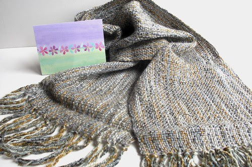 gift from Sharon, her first woven scarf!