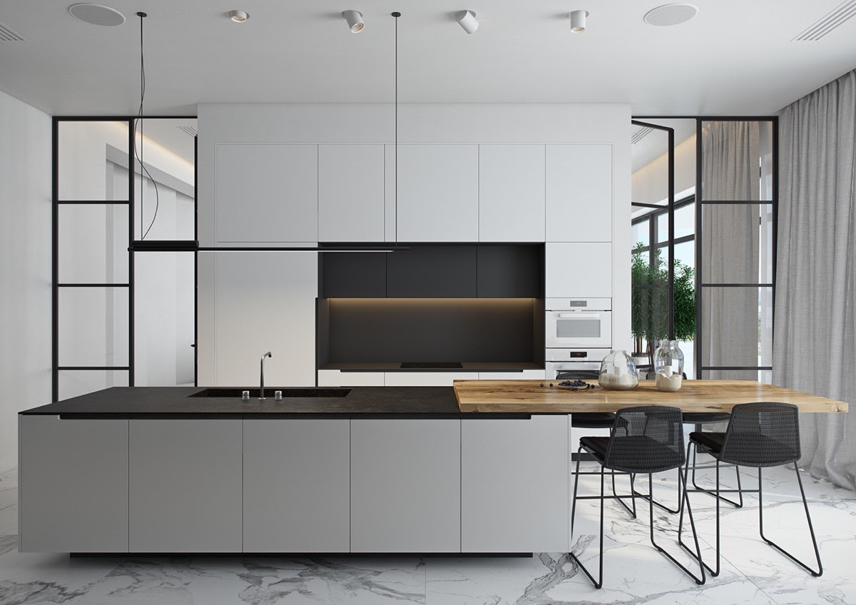 Home Architec Ideas Kitchen Design White And Black