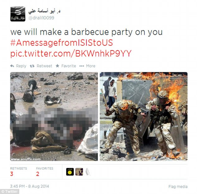 'We will make a barbecue party on you': Some of the threats came in broken English from accounts that mostly tweet in Arabic