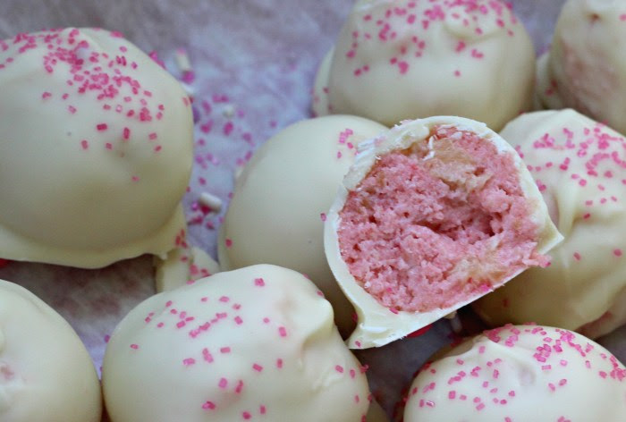 Pineapple Strawberry White Chocolate Cake Balls