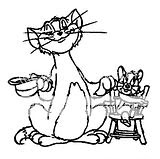 Tom and Jerry Coloring Pages of the cat and mouse having a friendly time together for once!