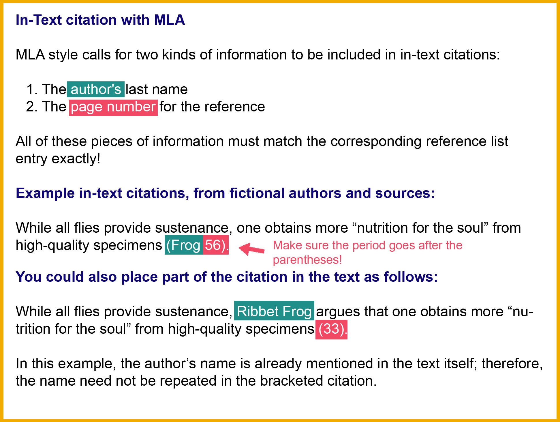 intext citation for mla website