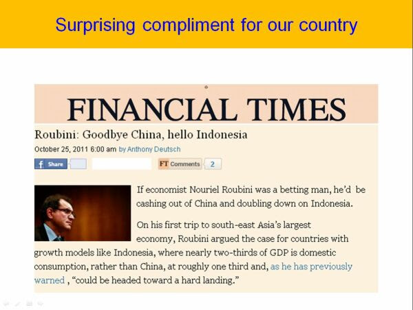 Roubini: Goodby China, Hello Indonesia