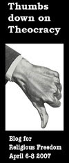 Thumbs down on theocracy--Blog for Religious Freedom April 6-8