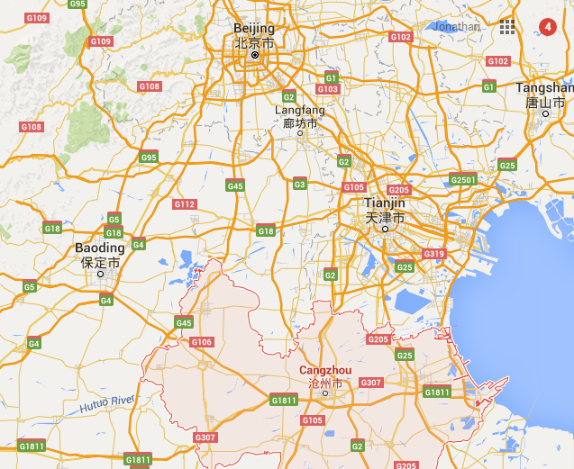 Map of Tianjin general area
